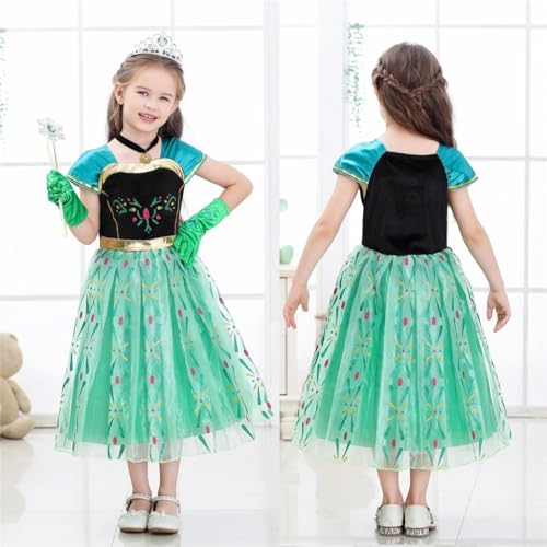 Dressy Daisy Kids' Birthday Snow Princess Green Coronation Gown, Halloween and Christmas Costume for Ages 2-3, Includes Gloves, Heart Tiara, Magic Wan