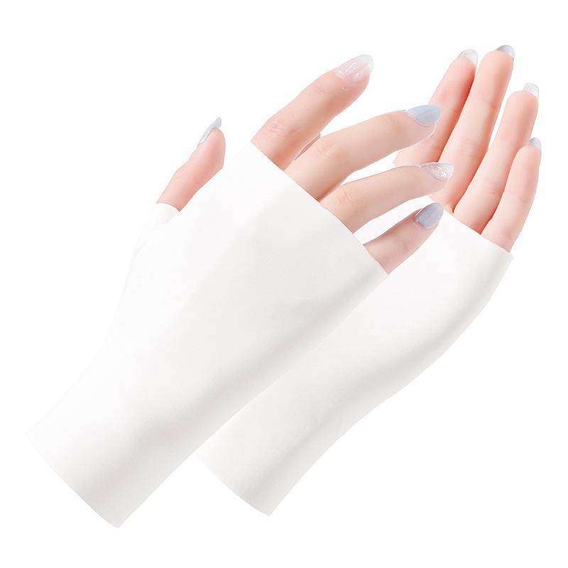 Pro Uv Protection Gloves For Nail Art Gel Nail Lamp Sunscreen Gloves Fingerless Hand Sun Care Thin Cool Ice Silk Silky Sun Glove