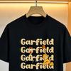 Garfield & Odie Repeating Letters Trendy T-Shirt! American Retro Fun Print Loose-Fitting Short Sleeve, Unisex, Oversize Couple Tee