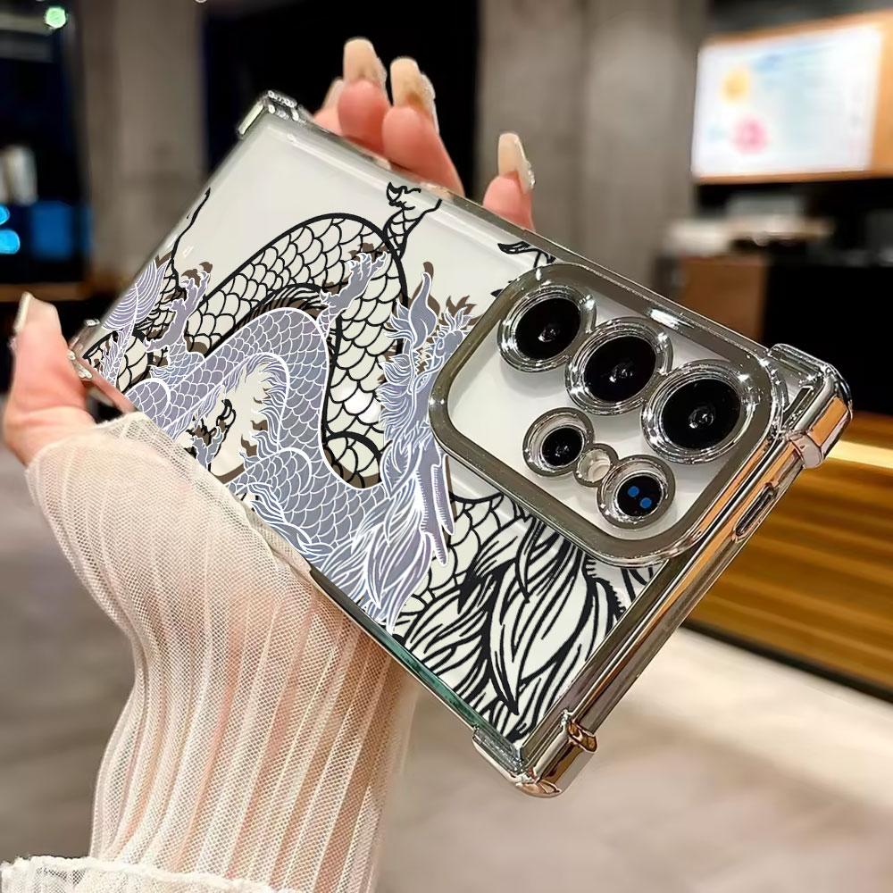 Fashion Dragon Tattoo Art Funda For Samsung S26Ultra Phone Case For Galaxy S25 FE S26 S24 S23 S22 S21 Ultra S20 Plus Clear Cover