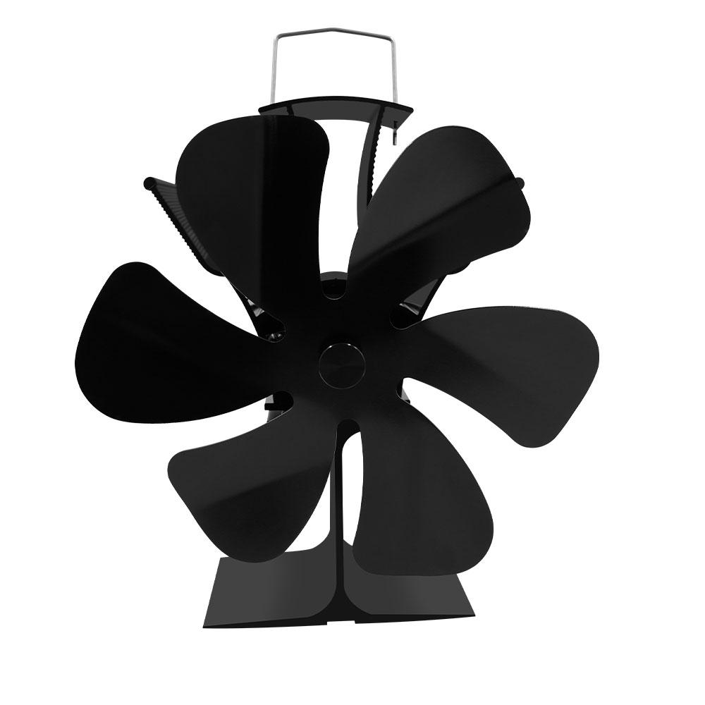 New 6 Blades Heat Powered Stove Fan Eco Quiet Black Log Wood Burner Fireplace Fan Winter Warmer Home Efficient Heat Distribution