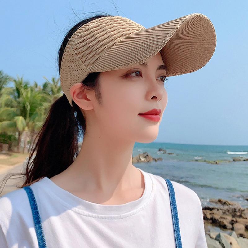 New Women Hollow Out Knit Dome Bucket Hat Wide Brim Foldable Beach Caps Summer Sun Hat Outdoor Baseball Cap