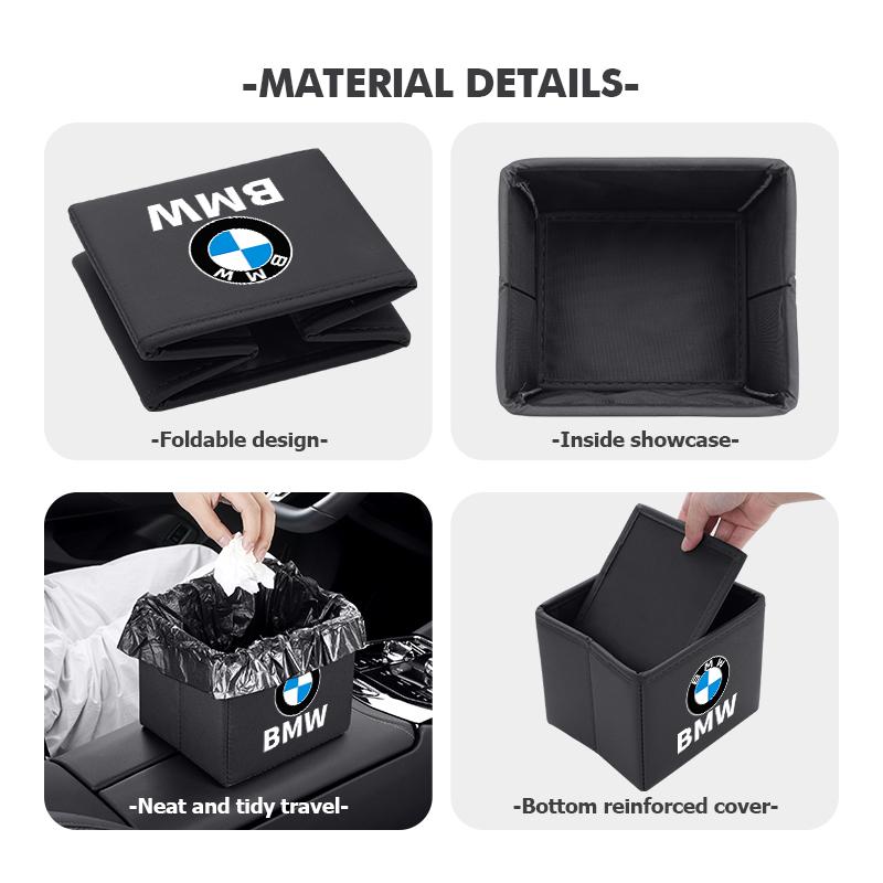 2025 Hot Car Trash Can Portable Foldable Storage Leather Garbage Bucket For BMW E46 E90 E60 F10 E39 F30 E36 E87 E90 E30 E53 F31