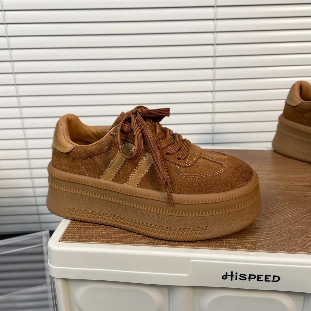 Angola Red Autumn and Winter New Color Matching Retro Moral Training Shoes Women's Matte Leather Muffin Casual Sports Thick Baseplate Shoes