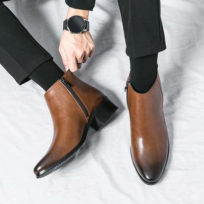 Mode Retro Chelsea Stiefel Männer Marke Komfortable Mode Leder Knöchel Männer Stiefel Koreanische High Top Leder Spitz Casual Leder Schuhe