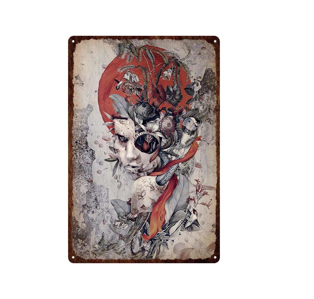 Skeleton Skull Tin Signs Mexican Festival Day of The Dead Tin Sign Vintage Metal Painting Poster Bar Man Cave Wall Plaques Decor