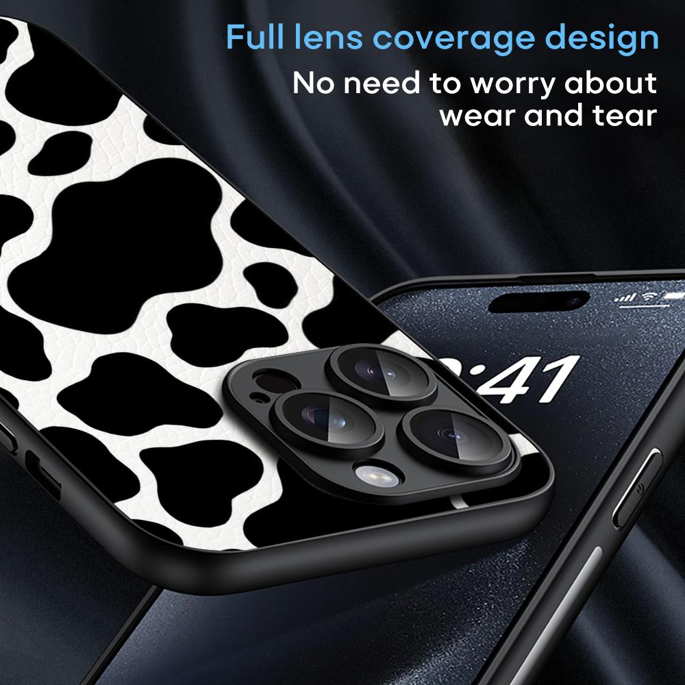 Cow print cteative painting art pattern Phone Case For iPhone 16 15 14 13 12 11 Plus Pro Max Limited Black hard case Sheepskin