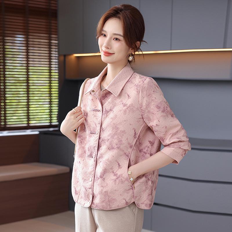 

2025 Autumn Chinese Style Tie-Dye Lapel Jacket - Women s Fashionable Short Top 3XL recommended for 140-160 jin