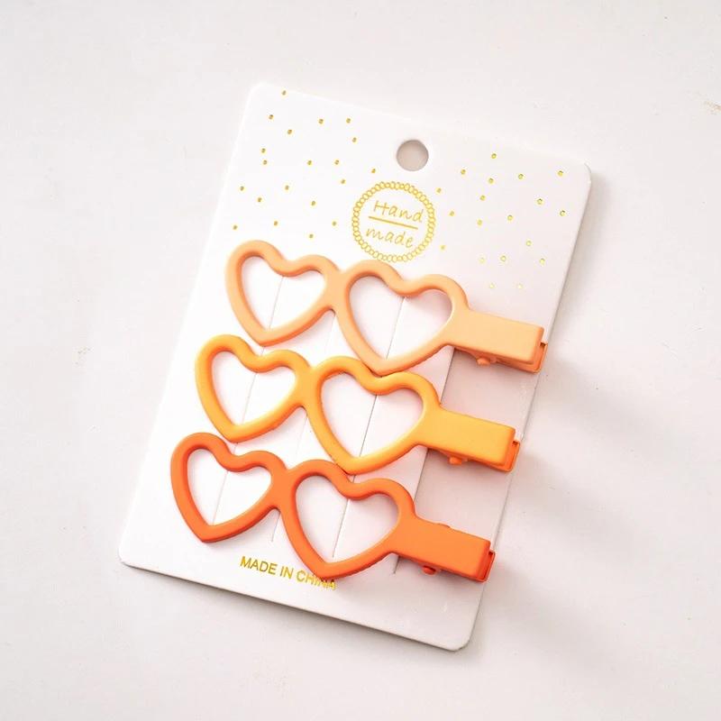 New 3pcs/set Colorful Love Heart Hair Side Clips Women Girl Hollow Bowknot Shaped Hair Clips Bangs Hairpins Kids Sweet Ornament