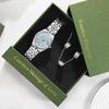 Women's Diamond Watch Set: Elegant Quartz Watch, Necklace & Earrings for Valentine's Day, Gift Box Included