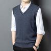 100% Wool V-Neck Knit Sweater Vest - Autumn 2025 Business Casual for Middle-aged Men