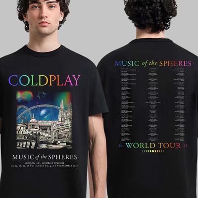 Coldplay London Music of The Spheres Tour T-Shirt 2025 Im Wembley-Stadion am 22. 23. High-End Luxus Für Männer und Frauen Top Y2k