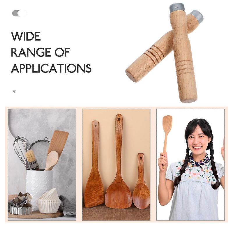 2Pcs Wooden Pan Handle Replacement, Beech Wood Handles for Kitchen, Heat-Resistant Non-Slip Grip for Frying Pans & Saucepans