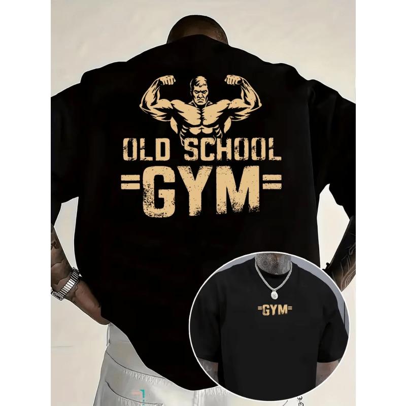 T-shirt da uomo alla moda estiva, scollo rotondo, con motivo classico per sollevamento pesi e bodybuilding, taglia europea, peso classico, per uscite all'aperto, top casual ampio a maniche corte
