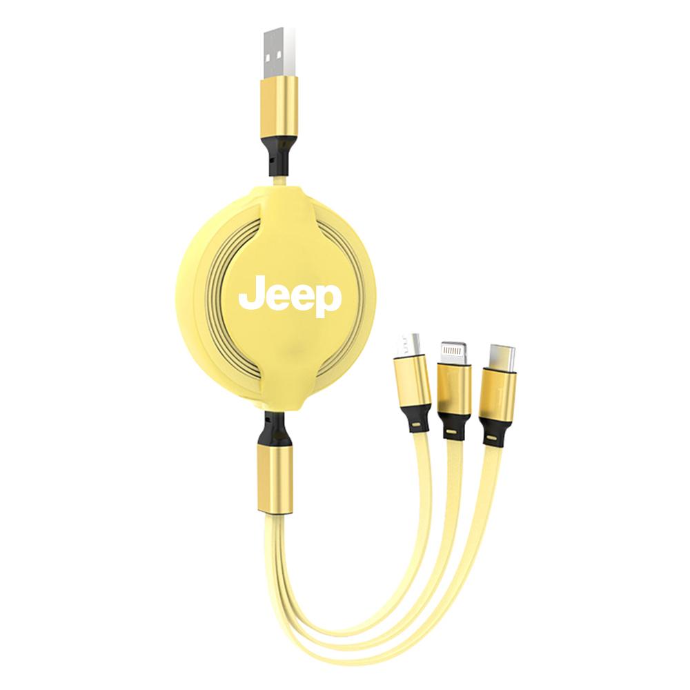3 In 1 Fast Charger USB Data Cable Car Accessories For Jeep Grand Cherokee Wrangler JK Gladiator Compass Renegade Patriot Libert AKL1