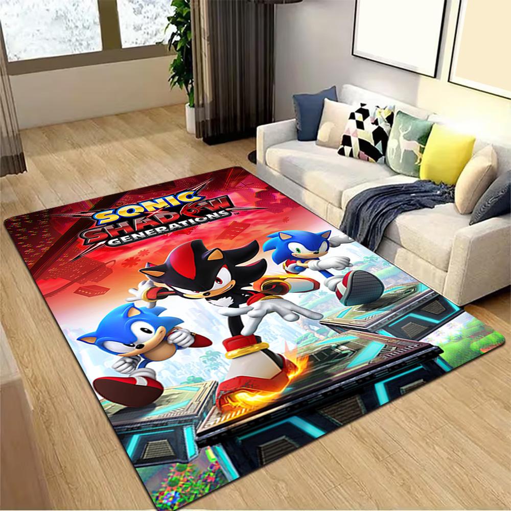 Sonic The Hedgehog Comic Art Print Decoration,Carpet,Living Room,Bedroom, Non-slip,Square rug