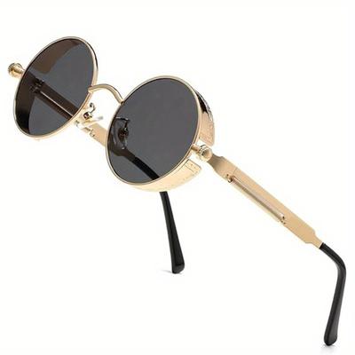 Vintage Round Steampunk Fashion Sunglasses for Women Men Circle Gothic Glasses Retro Metal Frame Party Driving Eyewear