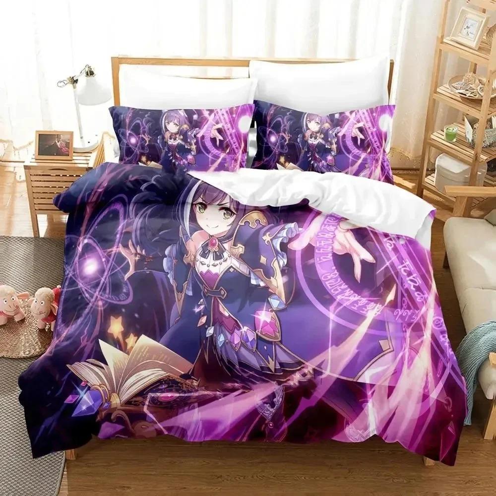 Kawaii Anime Princess Connect! Re Dive Bedding Set Boys Girls Twin Queen Size Duvet Cover Pillowcase Bed Kids Adult Home Textile