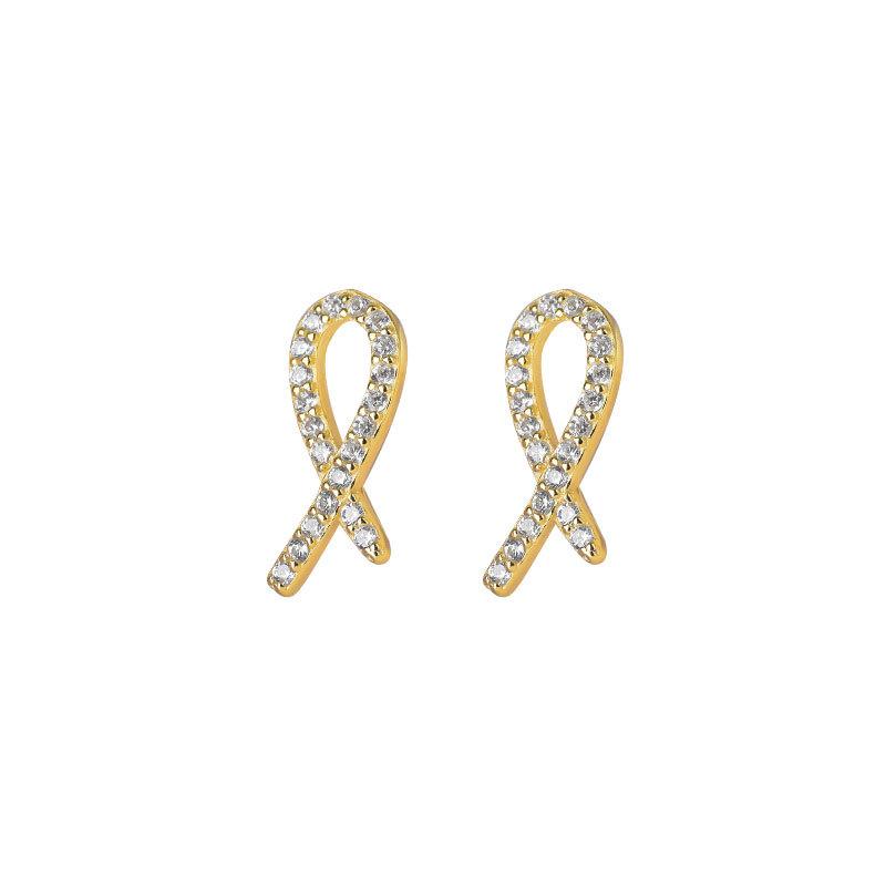 Niche Design Knotted Earrings Personalized Fashionable Micro-inlaid Diamond Earrings Temperament Japanese and Korean Earrings