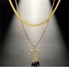 Sigil Of Lucifer Pendant Necklace Stainless Steel Double Layer Snake Chain Amulet Jewelry for Women