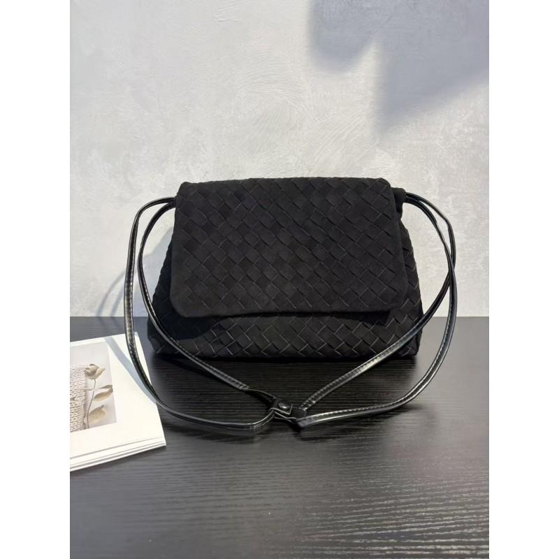 Woven Suede Leather Crossbody Bag Women Small Square Top-Flap Shoulder Daily Commute Stylish Handcrafted