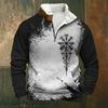 Men S Fleece Lined Pullover Sweatshirt Digital Print Casual Winter Wear