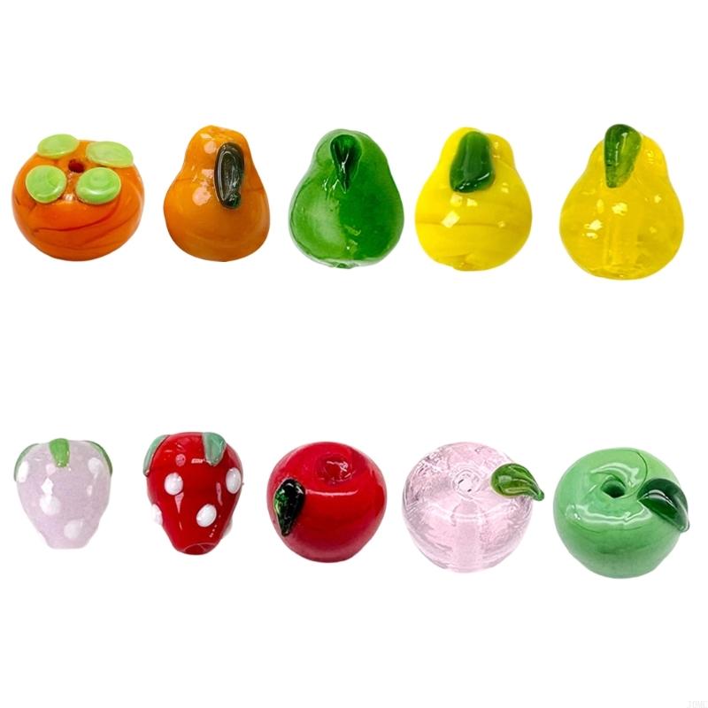 10/20/30Pcs Fruit Shaped Glass Beads Hand Painted Glass Beads For Art Craft J0MC