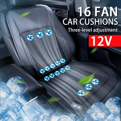 Dc12V 16 Fan Araba Yaz Serin Hava Koltuk Minderi Yastık Araba Titreşimli Masaj Koltuğu Boyun Baş Bel Sırt Minderi Araba İçin