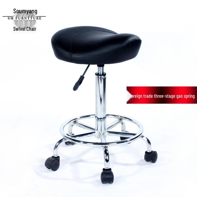 Banco Giratório de Sela com Encosto - Cadeira Minimalista para Uso em Salão, Laboratório ou Barbearia