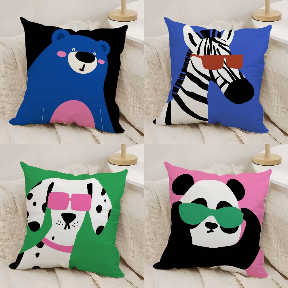Pillow Case Cartoon Cute Animal Cute Office Sofa Dorm Chair Back Short Plush Double-Sided Printing Home Cushion Cover