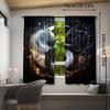 2pcs Yin-Yang Dragon Tai Chi Design Curtains - Celestial Motifs   Rod Pocket   Semi-Transparent Polyester   Ideal for Living Room
