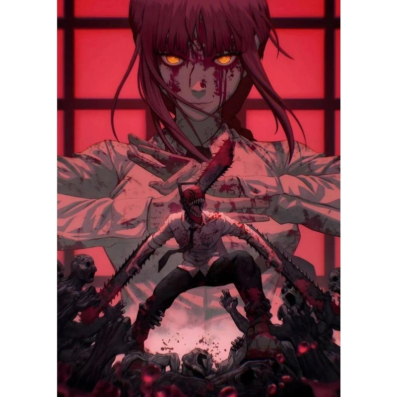 Hochwertige Japanische Anime Chainsaw Man Poster Leinwandbilder und Drucke HD Wandkunst für Wohnzimmer und Café Dekoration