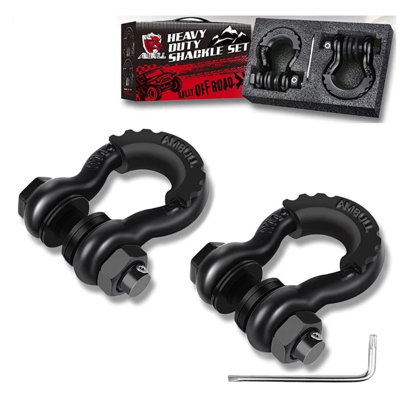 High-performance Bow Shackles 3/4" D-Ring Shackle Unbreakable Carbon Steel for Offroad  Vehicles Truck Recovery