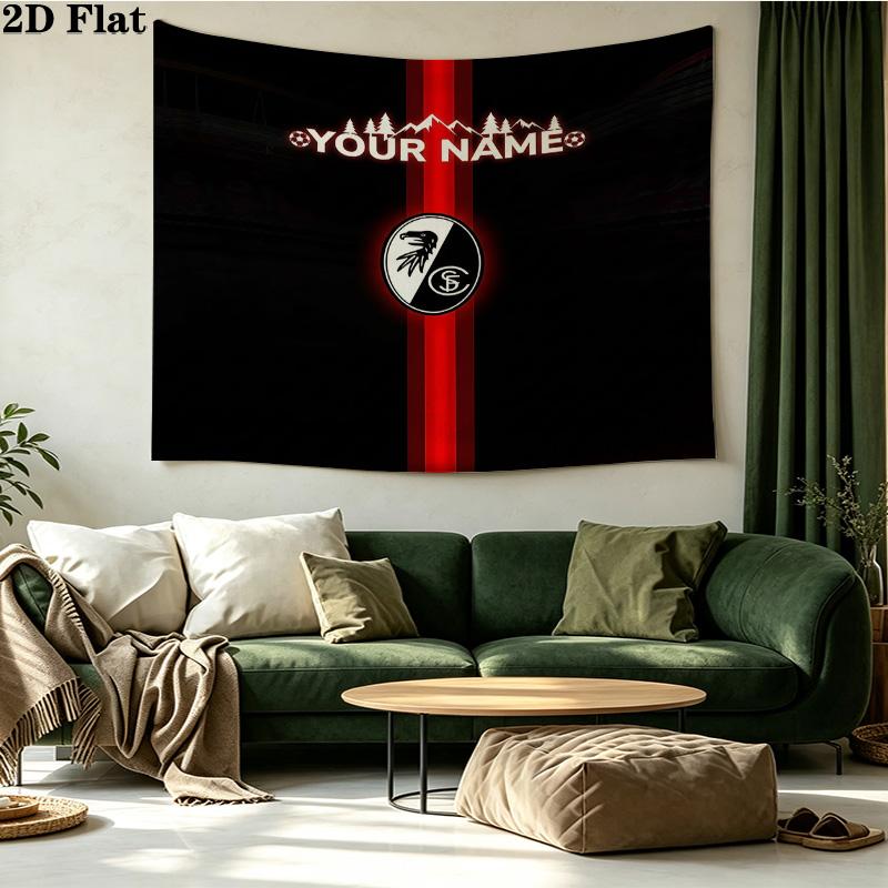 Custom Name SC Freiburg Printed Tapestry – Wall Hanging for Bedrooms, Dorms, and Home Decor