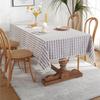 Silver Color Matching Plaid Polyester Fringed Tablecloth Geometric Rectangular Coffee Table Dining Table