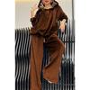 Women's 2 Piece Velour Tracksuit Hoodie Top & Wide Leg Pants Casual Loungewear Set