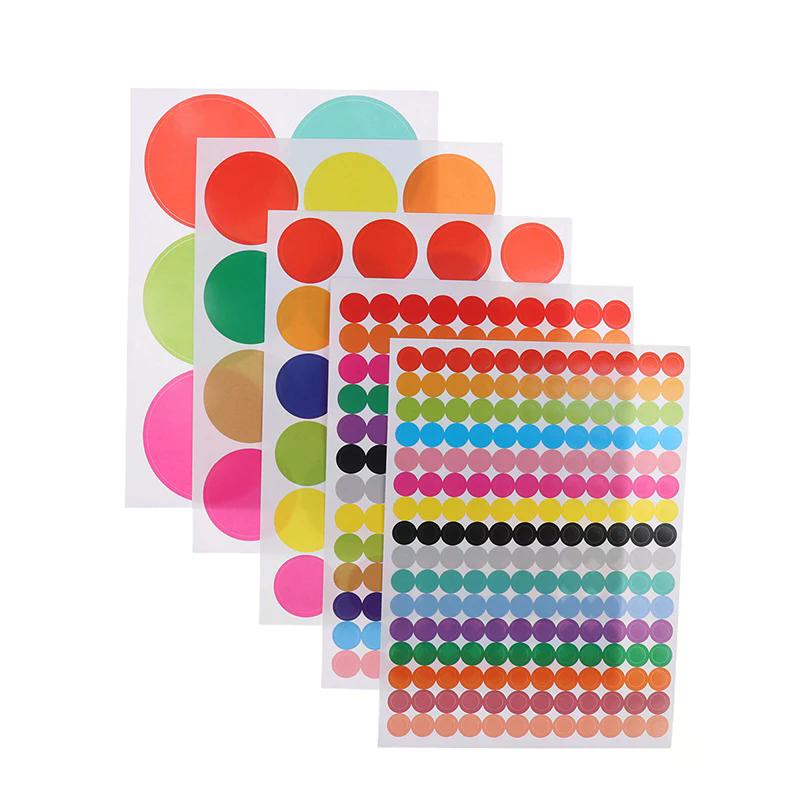 10 Sheets Circle Party 6-45mm Classroom Diary Polka Office Marking Dot Stickers Toys Decoration Colored Sticker