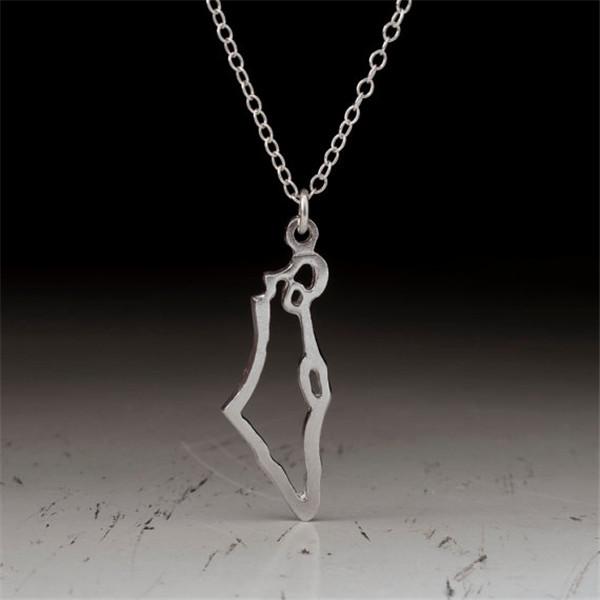 Cross Hot-Selling Israel Map Outline Necklace with Hollow Palestine Pendant in Titanium Steel. Steel