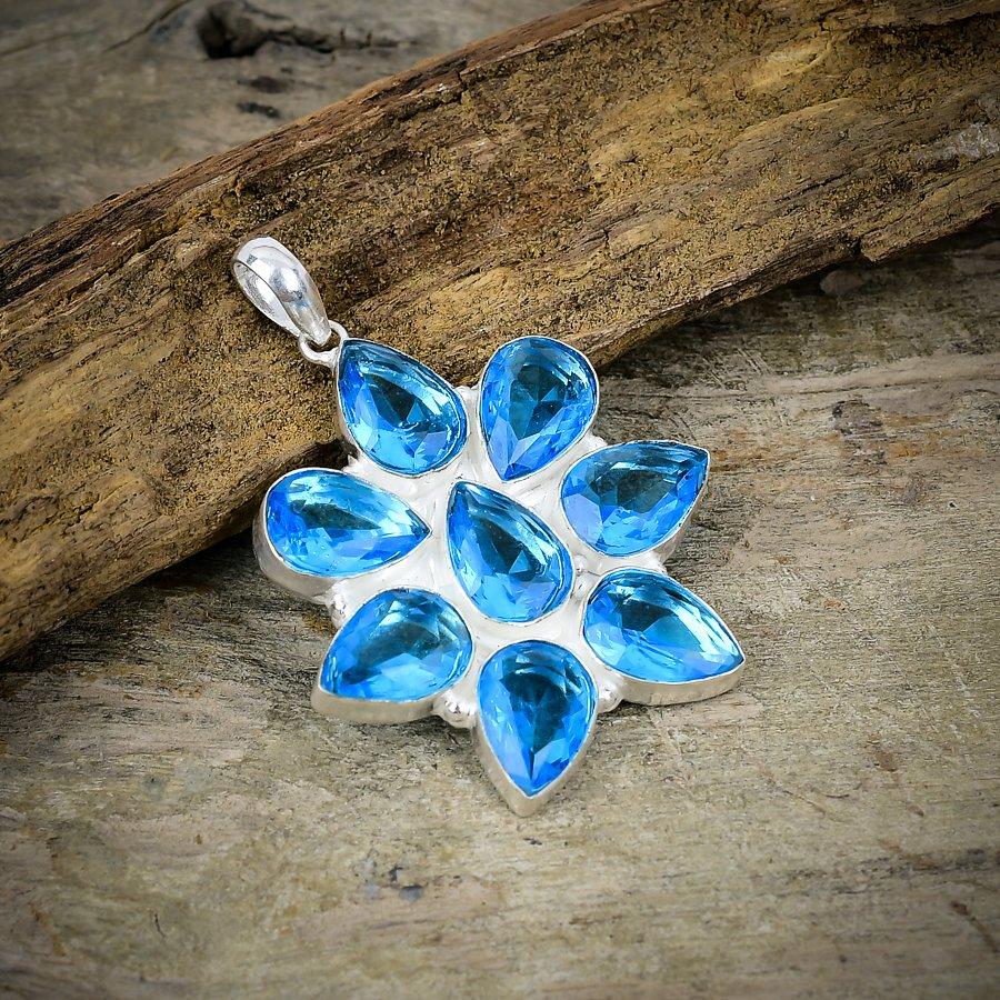

Swiss Blue Topaz Gemstone 925 Sterling Silver Jewelry Pendant 1.97 M-94