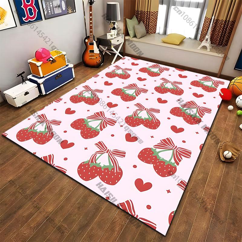 Strawberries flowers patterncarpet Yoga living room room decor children's crawling mat doormat area rug games floor mat