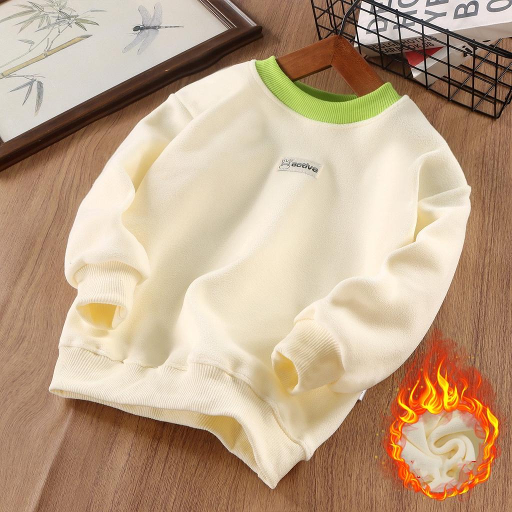Children's Winter Padded Sweatshirt Kids Thickened Pullover Boys Girls Long-Sleeved Warm Top Casual Crew-Neck Coat