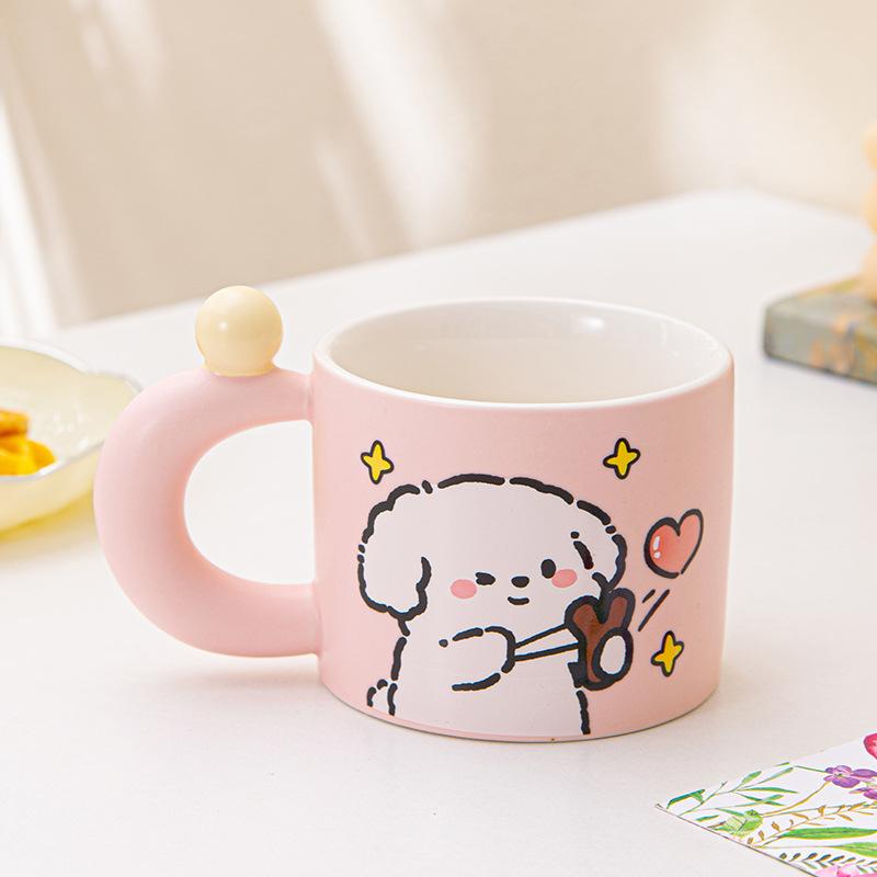 520 Love Puppy Couple Ceramic Mug Valentine's Day Gift Cup Cute Creative Cartoon Coffee Water Cup
