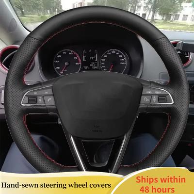 Bilrattöverdrag Mikrofiberläder För Seat Leon 5F Mk3 2013 2014 2015 2016- Ibiza 6J Bilinteriör Bilstyling