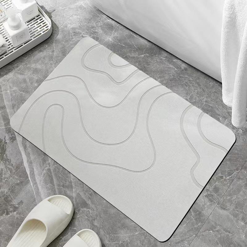Minimalist Water-Absorbent Quick-Dry Diatomaceous Earth Mat for Bathroom & Bedroom - Stain Resistant & Easy to Clean