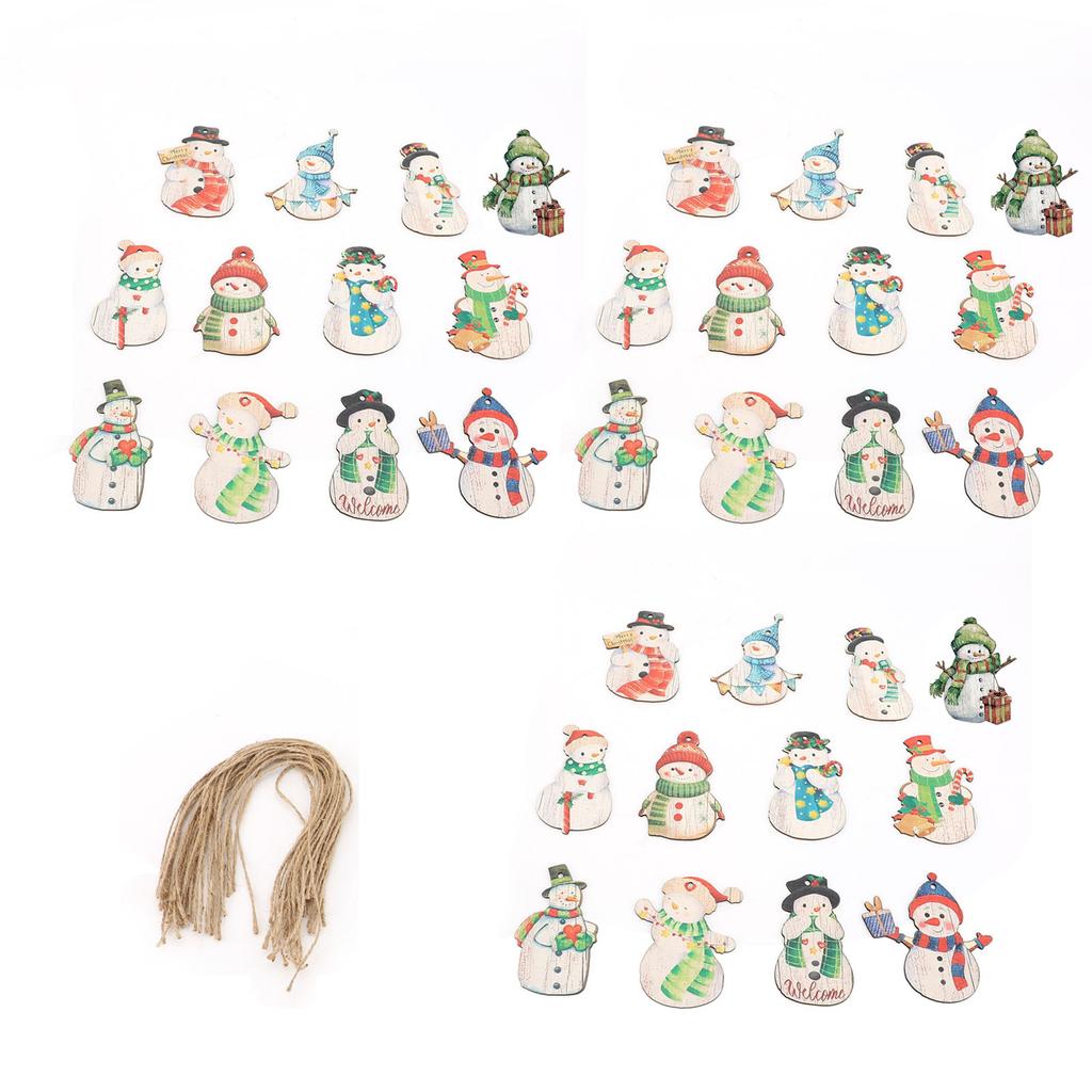 36pcs Xmas Snowman Wooden Ornaments Xmas Tree Hanging Snowman Decorations for Holiday Party Decor