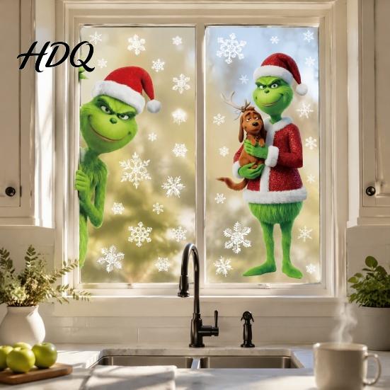 Snowflake Window Decals 2Pcs Christmas Sticker Decorations Winter Clings Reusable Electrostatic Ornaments Seasonal Glass Stickers with for