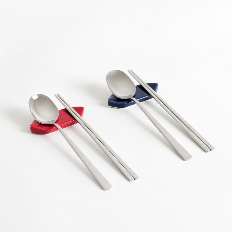 Tackaon Children's Cutlery Set of 4 Glossy Matte Children's Elementary School Spoons Chopsticks Stainless Steel