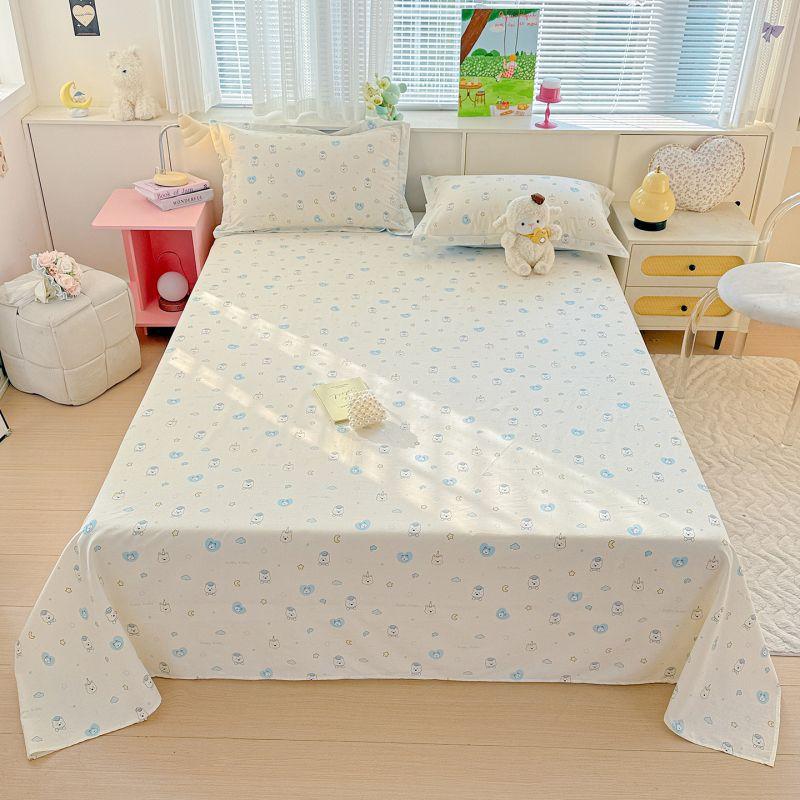 Cotton Printed Single Product Sheets, Household Small Fresh Cartoon Dormitory Sheets, Soft and Skin-friendly, No Pillowcases