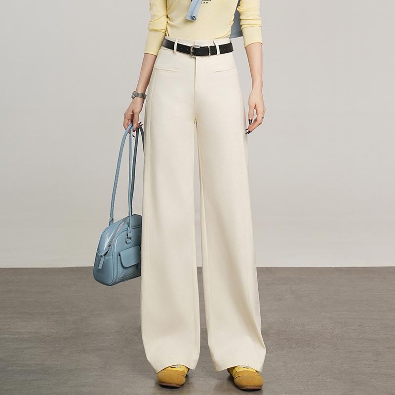 

2026 Spring Women s High-Waist Wide-Leg Drape Pants - Elegant, Versatile, Floor-Length Slimming Fit 4XL бежевый