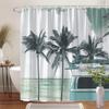 1Pc Vintage Tan Tropical Beach Pattern Shower Curtain, Machine Washable Polyester With Hooks For Bathroom Decoration